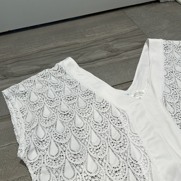 White Crochet Bathing Suit Cover Up - Picture 3 of 6